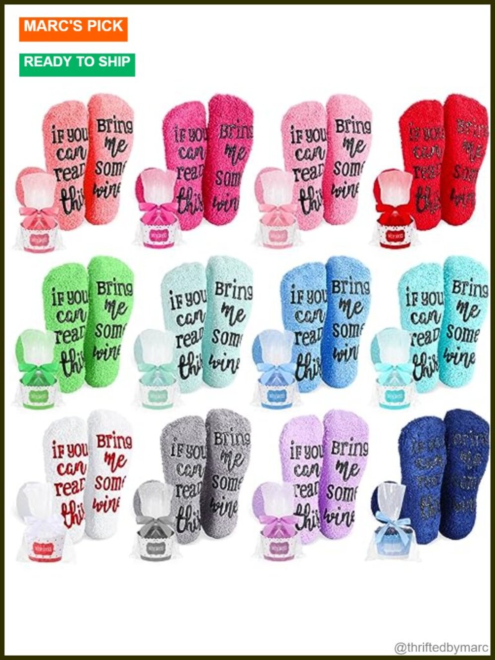 Wine Fuzzy Socks for Women 12 Pairs Cupcake Gift Packaging Novelty Crew Socks